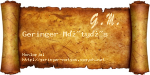 Geringer Mátyás névjegykártya